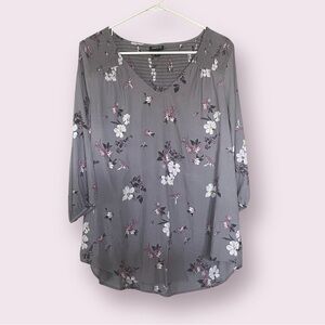 Torrid Purple Floral V-Neck Blouse
